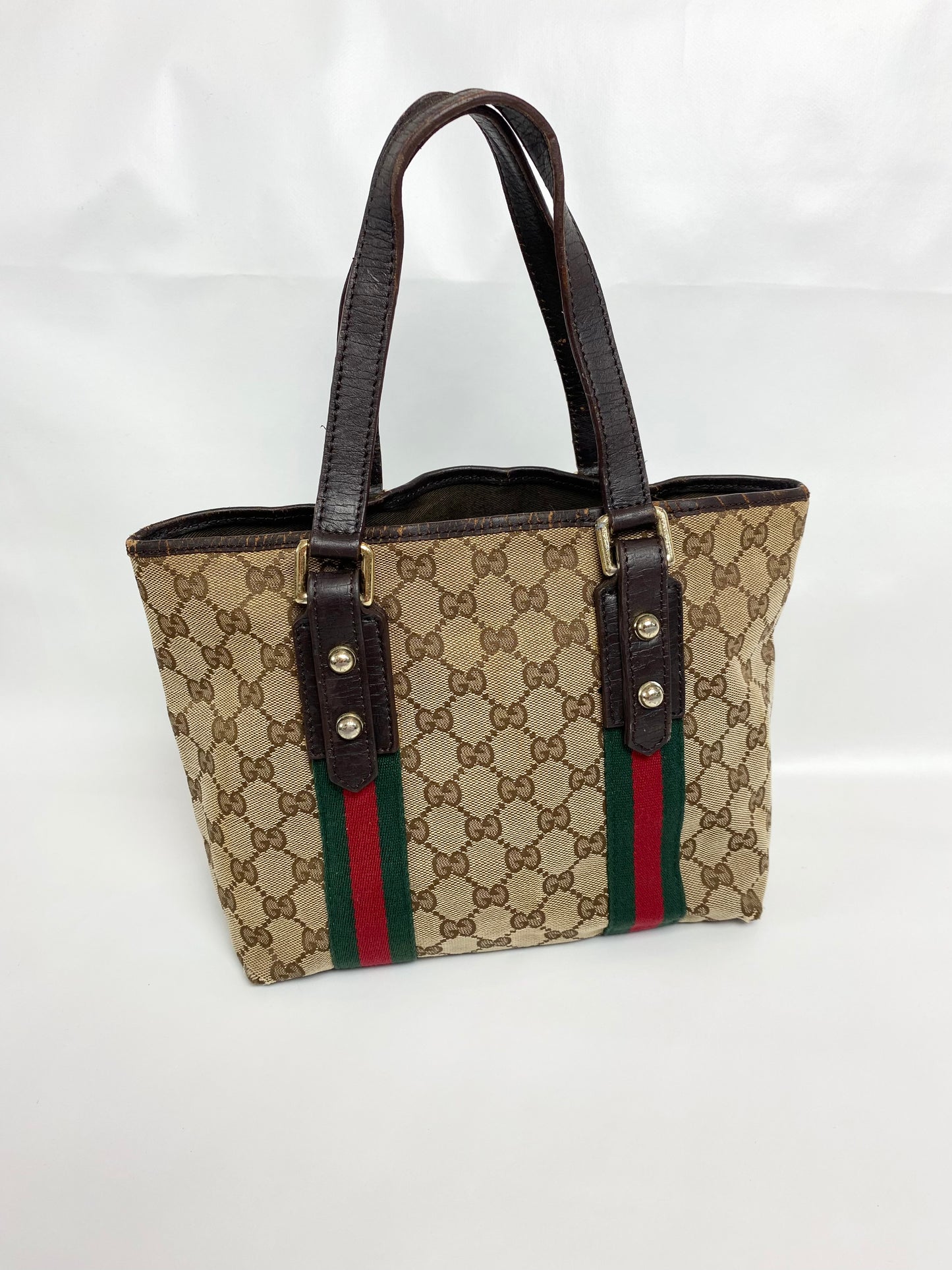 Gucci Sherry Line Brown Canvas Tote Bag