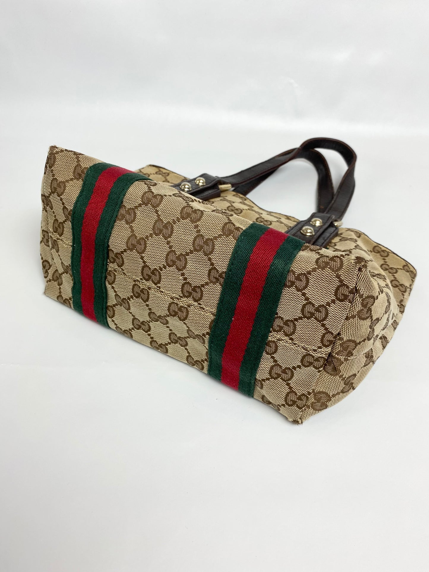 Gucci Sherry Line Brown Canvas Tote Bag