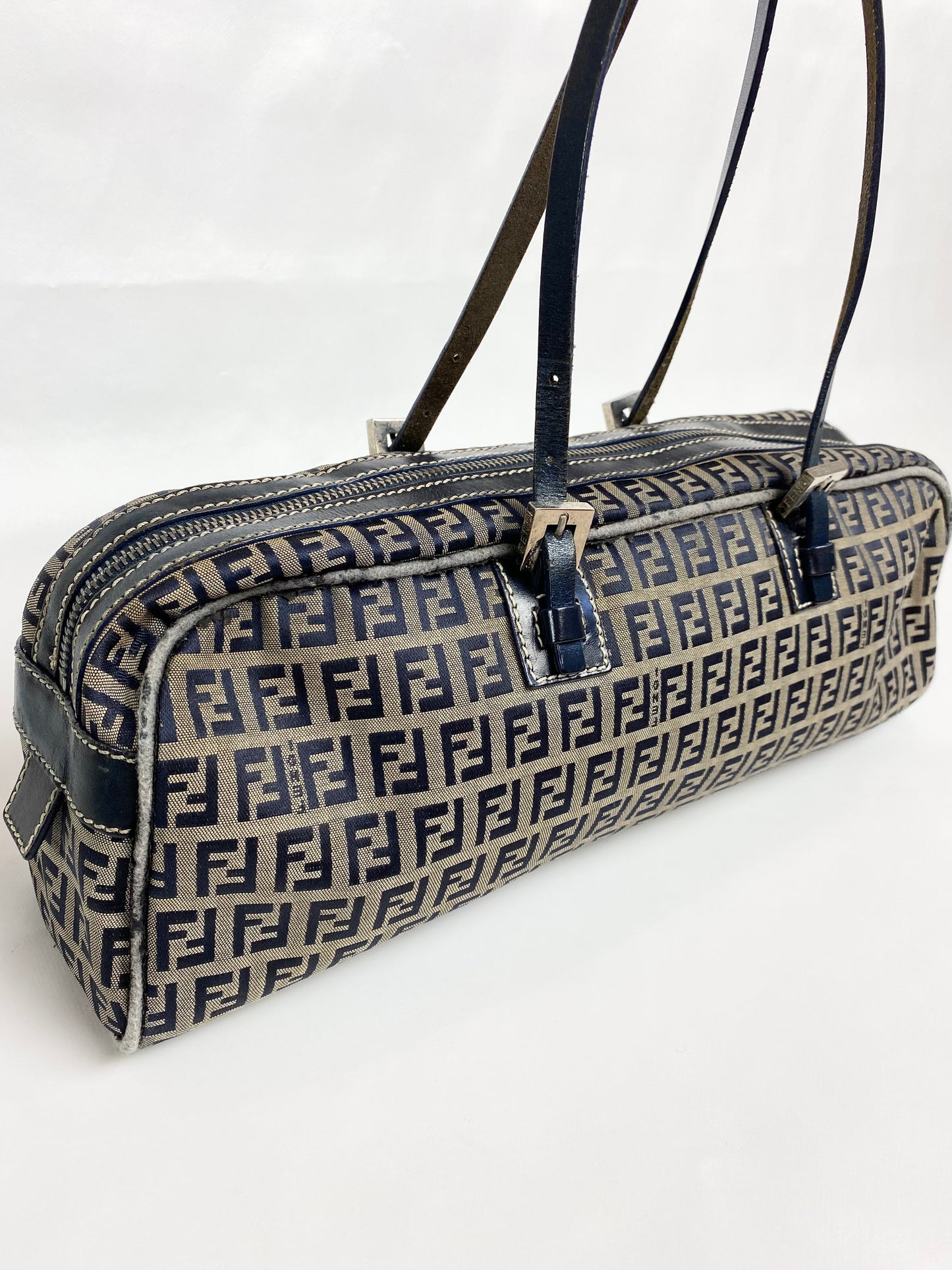 Fendi Zucchino Canvas Baguette Bag