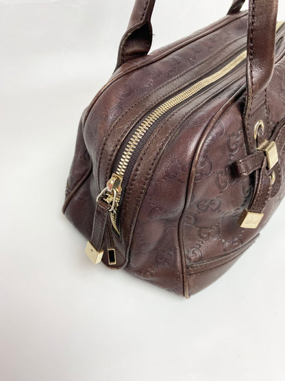 Gucci Burgundy Monogram Bow Princy Boston Bag